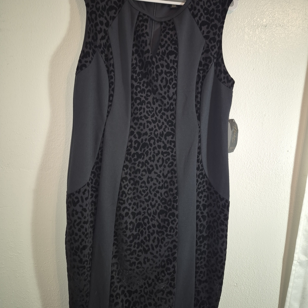 Thalia Sodi Black Leopard Print Midi Dress